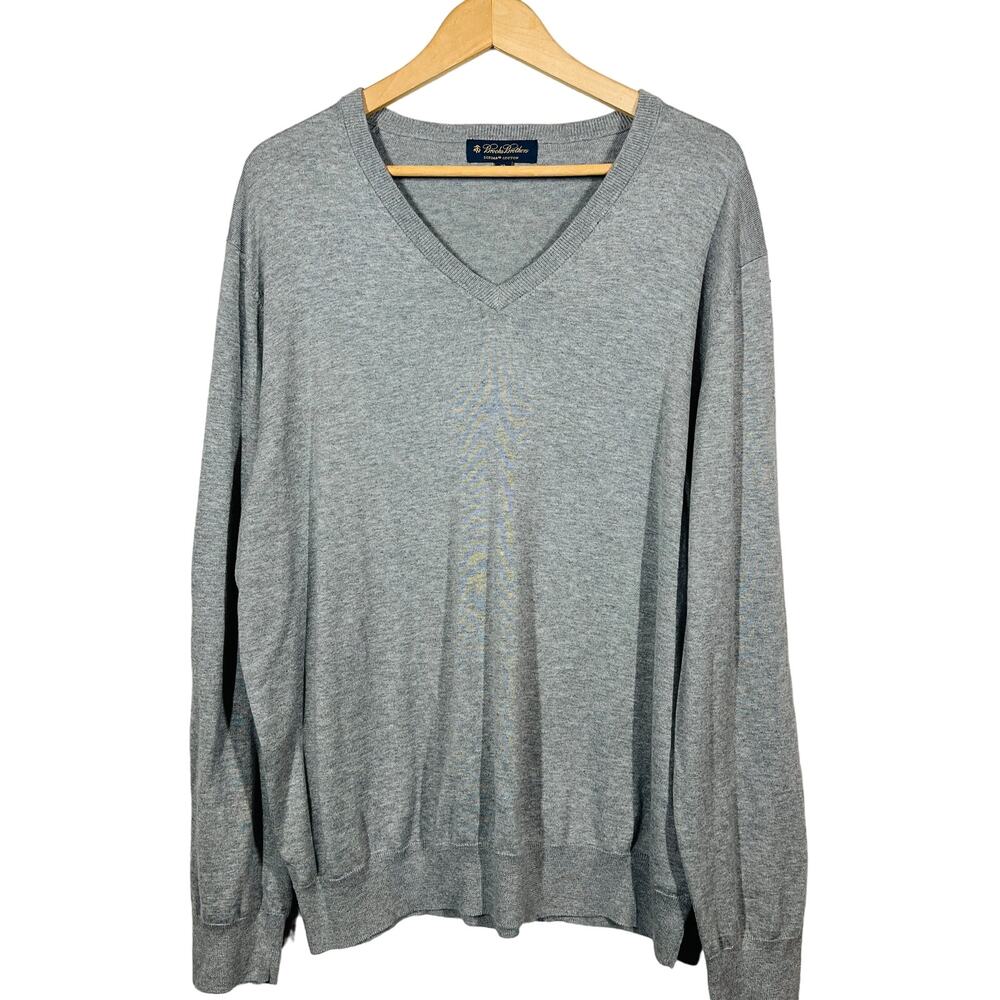 Brooks Brothers Supima Cotton V Neck Pullover Sweater Knit Top Long Sleeve - XL